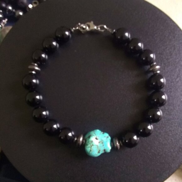 Big Man's Black Jasper + Magnesite Bracelet - Grounding Balance Stability - Picture 5 of 12